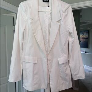 Sugarlips Women's Ivory Single-Button Tailored Blazer